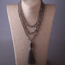 MOODPC Fashion Bohemian Tribal Artisan Jewelry Knotted long Halsband Gray Glass Crystal Metal Starfish Long Tassel Necklace 2024 - buy cheap