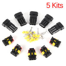 New 5set Car Motorcycle 3 Pin Way Sealed Waterproof Electrical Wire Auto Connector Plug Set for HID LED Light fog lamp 2024 - buy cheap