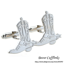 High quality Men's Jewelry wedding  cuff links Funny Silver Boots cufflinks for shirt cuff link brand 2024 - buy cheap