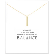 Colar minimalista com pingente vertical, pingente de equilíbrio, faça um colar de cartão de desejos para presente de noivado feminino 2024 - compre barato