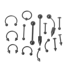 Kit de joias de piercing corporal em aço inoxidável, 15 peças, língua, sobrancelha, mamilo, nariz 2024 - compre barato