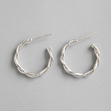 Minimalist 925 sterling silver twist stud earrings for women, simple geometric earings studs brincos femme silver 925 jewelry 2024 - buy cheap