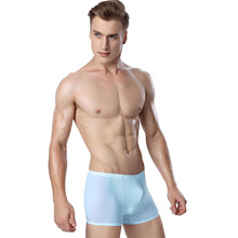 Fashion Youth Man Summer Ice Silk Underwear Seamless Sexy Transparent Quick-drying Breathable Thin Soft Solid Male Boxers 2024 - buy cheap