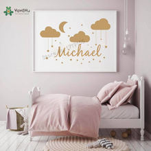 YOYOYU Wall Decal Clouds Moon and Stars with Personalized Name Wall Stickers Cartoon Nursery Baby Bedroom Custom Decor DIY ZW483 2024 - buy cheap