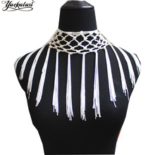 YACKALASI 5 Yards/Lot Knot Fringe Tassel Knot Tie Trimming Rayon Latin Dress Macrame Dairy White 15cm-28cm 2024 - buy cheap