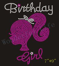 Free Shipping Birthday Rhinestone Girl Hotfix Transfer Iron On Patch infant birth T-shirt design party 2024 - buy cheap