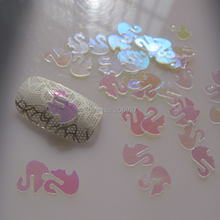 Arte de unha de cisne transparente, decoração de arte de unha com glitter brilhante 2024 - compre barato