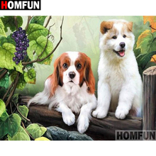 HOMFUN полный квадрат/круглая дрель 5D DIY Алмазная картина "животное собака" вышивка крестиком 3D домашний декор A10511 2024 - купить недорого