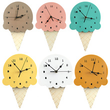 INS-Relojes de pared de helado de estilo nórdico, reloj silencioso de dibujos animados, decoración del hogar para pared de habitación de niños, 28x16cm 2024 - compra barato