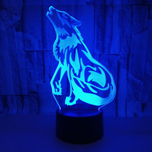 Lámpara LED 3D de lobo para niños, luz nocturna 3d con interruptor remoto y cambio de 7 colores, luces Led de noche visuales, lámpara de mesa USB 2024 - compra barato