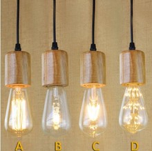 Lámpara colgante de Arte de madera para Loft americana E27, Retro, Vintage, Industrial, accesorios de iluminación para sala de estar, comedor, Bar 2024 - compra barato
