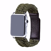 Ремешок Lifeguard нейлоновый для Apple Watch Band Series 6/5/4/3/2/SE, плетеный браслет с кожаной петлей и пряжкой для iWatch 38/42/40/44 мм 2024 - купить недорого