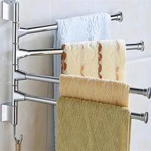 Bathroom Towel Wall-Mounted Stainless Steel 4 Swivel Bars Bathroom Towel Rack Hanger Holder Organizer 2024 - buy cheap