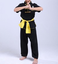 Conjunto de roupas de artes marciais, black infantil, algodão puro, manga curta, taiji, kung fu, tai chi, uniformes, roupas 2024 - compre barato