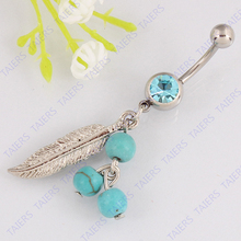 Mixed Color Dream catcher dangle Round Navel jewelry belly ring Retail 14G 316L surgical steel bar Nickel-free 2024 - buy cheap