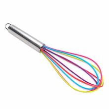 Colorful Silicone Whisk Frother Milk Cream Kitchen Utensils For Blending Stainless Steel Handle Mixer Stirring Tool Handheld 2024 - buy cheap