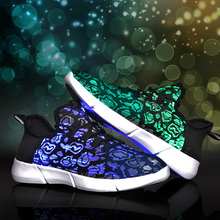 2018 New Black Fashion USB Charger Glowing Light up Sneakers Led Children Lighting Shoes Boys Girls illuminated Luminous Sneaker 2024 - buy cheap