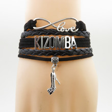 Moda Pulseira Charme saltos altos Kizomba Kizomba dançarina presente black leather envoltório pulseiras & pulseiras para Mulher 2024 - compre barato