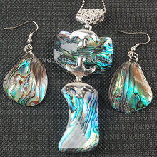 Free shipping  Fashion Jewelry New Zealand Abalone Shell Art Pendant necklace Earring Set with chain MC3459 2024 - buy cheap