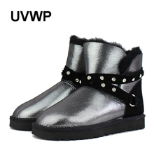 UVWP-Botas de nieve a la moda para mujer, 100% de piel de oveja auténtica, botas de invierno, cálidos tizas naturales de piel de oveja para mujeres 2024 - compra barato