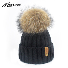 Wholesale Mink And Fox Fur Ball Cap Pom Poms Winter Hat For Women Girl 'S Hat Knitted Beanies Cap New Thick Female Skullies 2024 - buy cheap