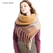 FXAASS новый осенне-зимний клетчатый шарф для дам, шаль, модная женская кашемировая шаль с кисточками, парные студенческие шарфы, оптовая продажа пашмины 2024 - купить недорого