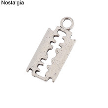 Nostalgia 10Pcs Blade Razor Charm Barber Antique Pendant Jewelry 20*11MM 2024 - buy cheap