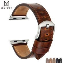 MAIKES-Correa para Apple Watch de 44mm y 40mm, accesorios para reloj de pulsera de cuero genuino, bandas de iwatch de 42mm y 38mm, serie 5, 4, 3, 2, 1 2024 - compra barato