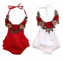 2017 Floral Baby Girl Romper Summer Sleeveless Backless Halter Ruffles Skirted Baby Rompers Toddler Kids Jumpsuit Outfit Sunsuit 2024 - buy cheap