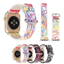 Pulseira de couro arco-íris listrada colorida, para apple watch band series 3 2 1, pulseira com fivela de metal para iwatch 42mm 38mm 2024 - compre barato