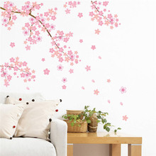 Árvore de cerejeiras rosa romântica decalque para parede diy, adesivo decorativo diy para quartos e meninas mural de cozinha 2024 - compre barato