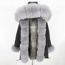 2020 jaqueta de inverno feminina casaco de pele real, longo, parka natural, raposa, gola com capuz, pele de coelho real, forro de pele grossa, quente, marca streetwear 2024 - compre barato