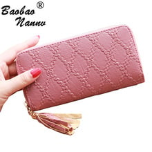 New Long Wallet Women Purses Tassel Fashion Coin Purse Card Holder Wallets Female Clutch Money Bag Vintage Lady Plaid Wallet 2024 - buy cheap