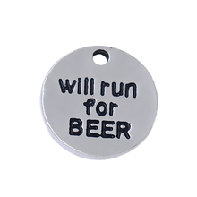 Popular Sports Fitness Jewelry Charm Engraved WILL RUN FOR BEER Circular Running Pendant customizable 2024 - buy cheap