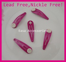 50PCS 4.0cm 1.5" Fushia Plain Metal Snap Clips hairpins with gluing pads at nickle free and lead free quality 2024 - купить недорого