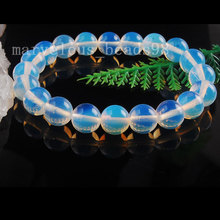 Frete grátis bacana 10 mm Opal Opalite rodada Beads estiramento pulseira 7 " G4957 2024 - compre barato