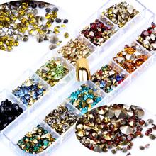 12 Colores/caja tamaño mixto 1200 piezas resina punta pedrería pegamento en joyas de diamantes arte de uñas decoración de vestido de boda DIY 2024 - compra barato