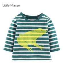 Little Maven-ropa de marca para niños, camiseta de manga larga a rayas de rana con cuello redondo de algodón, informal de calidad, otoño y primavera, nueva 2024 - compra barato