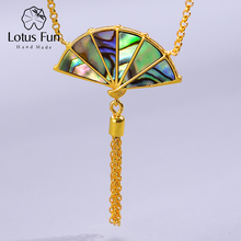 Женское ожерелье с подвеской Lotus Fun, изящное дизайнерское ожерелье ручного изготовления из настоящего серебра 925 пробы со складной веер и ки... 2024 - купить недорого
