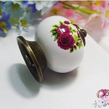 Rustico vinatge fashion rural ceramic furniture knob creative rose porcelain drawer cabinet knob bronze dresser pull 2024 - buy cheap