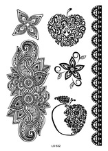 LS632 21*15cm Big Tattoo Sticker Hanna Female Black Lace Bride Temporary Flash Tattoo Stickers Body Art Flowers Apple Tatoo 2024 - buy cheap