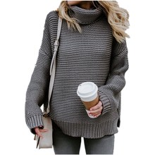 Suéter grueso de cuello alto para mujer, Jersey de punto de gran tamaño, grueso, invierno, 2019 2024 - compra barato