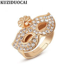 Kuziduocai новые модные ювелирные изделия панк золотой цвет полная Стразы богемный стиль маска обручальное кольцо для женщин Anillo Anel R-80 2024 - купить недорого