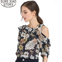New 2021 Short Sleeve Blouse Women Summer Tops Shirt Fashion Print Chiffon Women Blusas Bow Sexy Women's Clothing D815 30 2024 - buy cheap