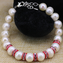 New fashion 7 style strand bracelet 9-10mm white natural freshwater nearround pearl beads bangle for women jewelry 7.5inch B3087 2024 - buy cheap