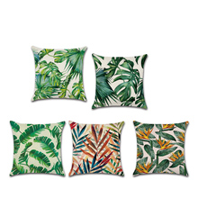 Decorative Throw Pillow Case Tropical Plants Green Leaf Palm Monstera Sofa Home Car Capa De Almofadas 45x45cm 2024 - buy cheap