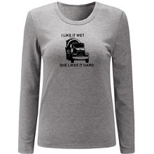 Idzn, caminhão de concreto feminino, eu amo molhado, manga longa, camiseta de algodão para mulheres, primavera, outono 2024 - compre barato