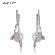 Madrry Luxury Glossy Freshwater Pearl Drop Earrings Unique Shape Crystal Ear Jewelry Women Girls Wedding Party Dangle Earring 2024 - buy cheap