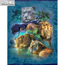 Full Square Diamond 5D DIY Diamond Painting "Tiger Leopard Lion" Embroidery Cross Stitch Rhinestone Mosaic Painting Decor Gift 2024 - buy cheap