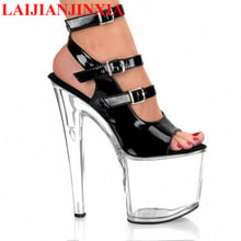 LAIJIANJINXIA New Clear Platform Shoes Ankle Strap Stripper Shoes Open Toe crystal shoes temptation 20cm high heels sandals 2024 - buy cheap